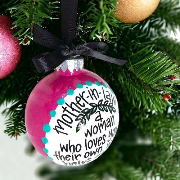 Heartfelt Mother-in-Law Christmas Ornament, Personalized & Hand-Painted Keepsake - Picture 7 of 10